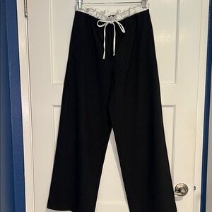 Zara Black Pants with White Trim